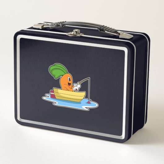 Lunch Box Carotte en bateau à la pêche avec canne à pêche (Devant)