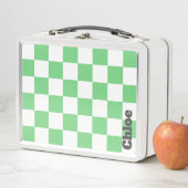Lunch Box Carreaux de damier vert rétro Y2K (En situation)