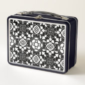 Lunch Box Carrelage marocain floral, noir et blanc (Devant)
