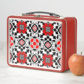 Lunch Box Carrelage marocain floral, rouge profond, noir et (En situation)