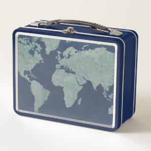 Lunch Box Carte de toile bleue du monde