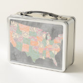 Lunch Box Carte des États de modèle floral (Dos)