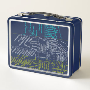 Lunch Box Carte du métro de Chicago avec arrêt de train vint