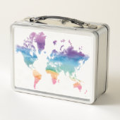 Lunch Box Carte du monde de l'aquarelle (Dos)