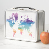 Lunch Box Carte du monde de l'aquarelle (En situation)