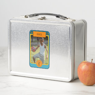 Lunch Box Carte Retro Blue Football inspirée Personnalisée