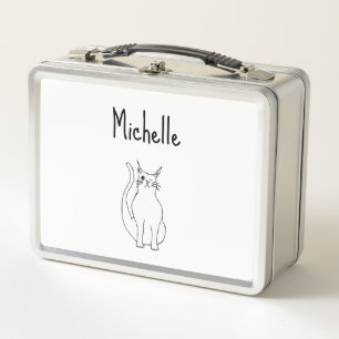 Lunch Box Carton de chat mignon Winking Kitty Blanc noir