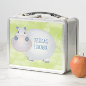 Lunch Box Carton mignon Hippopotame Hippopotame Personnalisé (En situation)