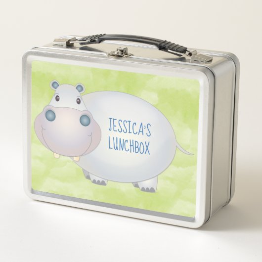 Lunch Box Carton mignon Hippopotame Hippopotame Personnalisé (Devant)