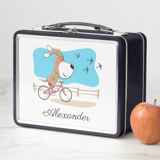 Lunch Box Cartoon Chien mignon Chien Chiot Vélo équitation V (En situation)