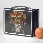 Lunch Box Casque de crâne pompier personnalisé Ax pompier (En situation)