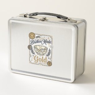 Lunch Box Cassé Fait Or Jésus Kintsugi Poterie Cassée Chr