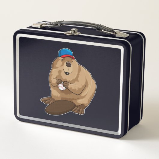 Lunch Box Castor au baseball avec une balle de baseball (Devant)