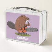 Lunch Box Castor drôle avec humour de dessin animé de tronço (Dos)