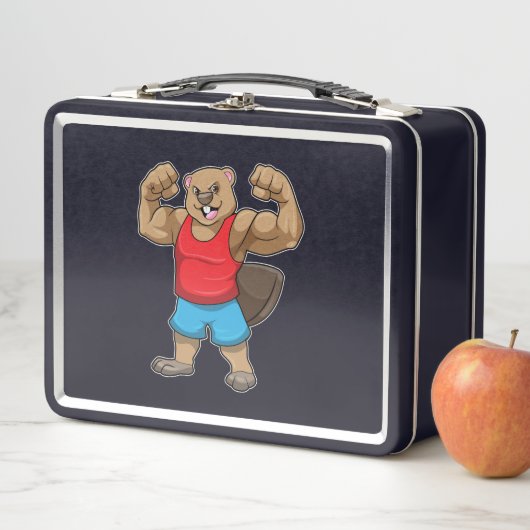 Lunch Box Castor en Bodybuilder avec gros bras (En situation)