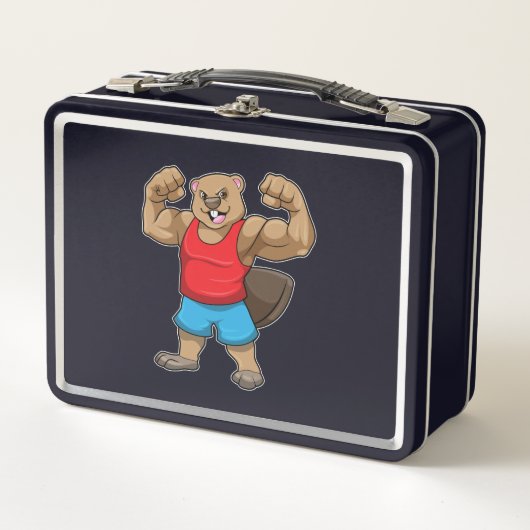 Lunch Box Castor en Bodybuilder avec gros bras (Devant)