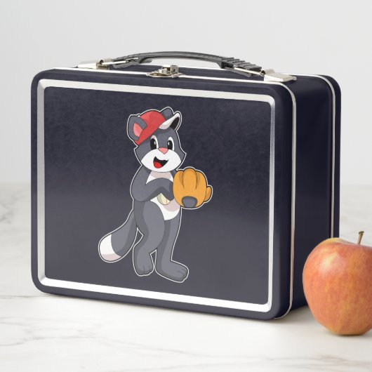 Lunch Box Cat à base-ball avec ballon de baseball (En situation)