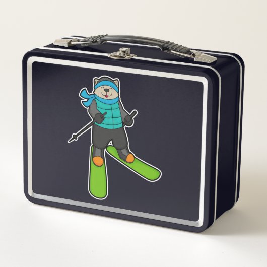 Lunch Box Cat as Skier with Ski (Devant)
