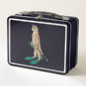 Lunch Box Cat as Skier with Ski & Ski poles (Devant)