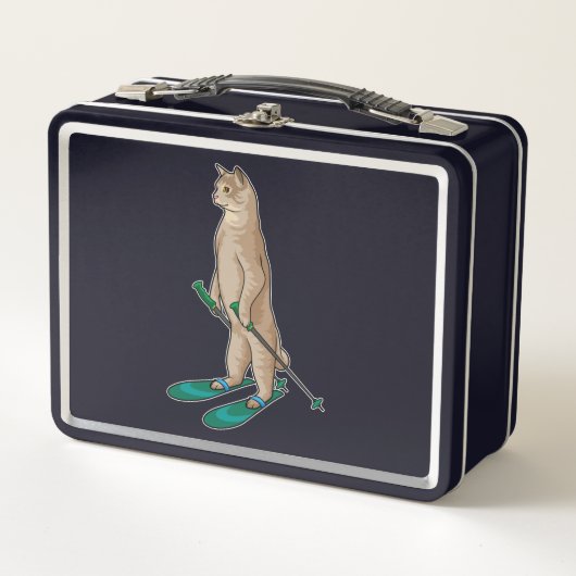 Lunch Box Cat as Skier with Ski & Ski poles (Devant)