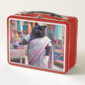 Lunch Box Cat vend des vêtements sur un marché indien (Devant)