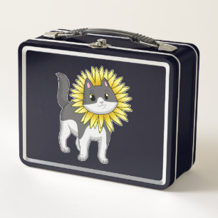 Lunch Box Cat with sunflower