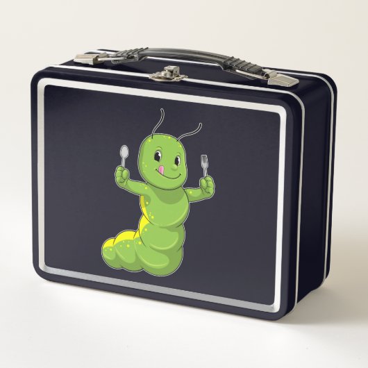 Lunch Box Caterpillar avec cuillère et fourche (Devant)