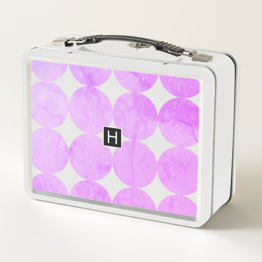 Lunch Box Cercles violets modernes | Monogramme (Dos)