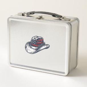 Lunch Box Chapeau de cowboy patriotique vintage Fleur Concep