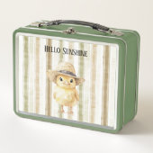 Lunch Box Chapeau de poulet à rayures jaune vert blanc (Devant)