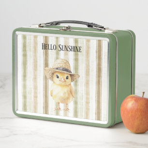 Lunch Box Chapeau de poulet à rayures jaune vert blanc