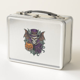 Lunch Box Chapeau Haut de Forme de Crâne de Halloween Chauve