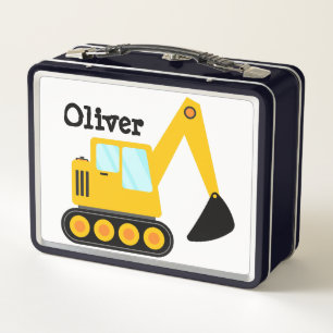Lunch Box Chargeur de camion à dos jaune personnalisé