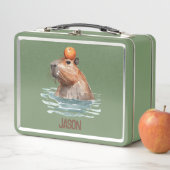 Lunch Box Charming mignonne Capybara avec Orange et nom des (En situation)