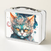 Lunch Box Chat aquarelle en style steampunk (Dos)