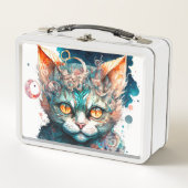 Lunch Box Chat aquarelle en style steampunk (Devant)