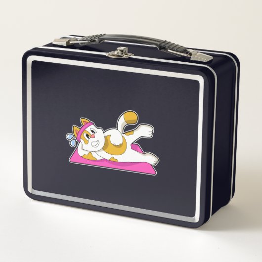Lunch Box Chat au yoga exercice d'étirement (Devant)