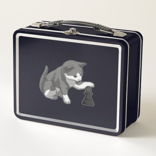 Lunch Box Chat aux échecs avec pièce d'échecs Évêque (Devant)