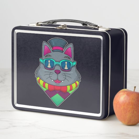 Lunch Box Chat aux échecs avec pièce d'échecs Pawn (En situation)