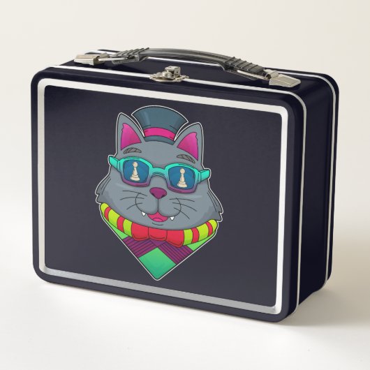 Lunch Box Chat aux échecs avec pièce d'échecs Pawn (Devant)