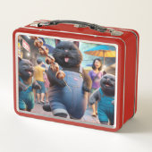 Lunch Box Chat avec poignée à boule de viande et amis (Dos)