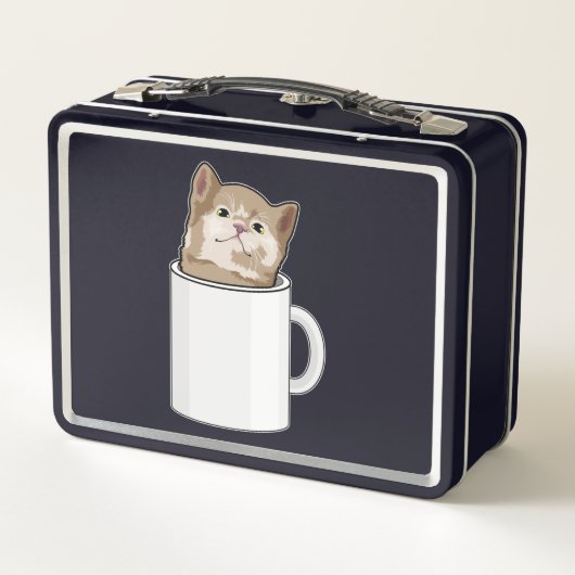 Lunch Box Chat avec tasse de café (Dos)