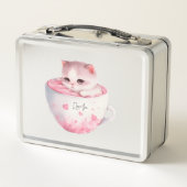 Lunch Box Chat Chibi Rose Kawaii Avec Une Mignonne Couronne (Dos)