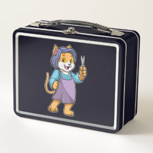 Lunch Box Chat coiffeur avec ciseaux