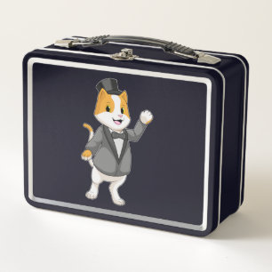 Lunch Box Chat comme marié avec ruban