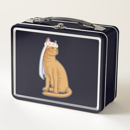 Lunch Box Chat comme Mariée avec Voile (Devant)