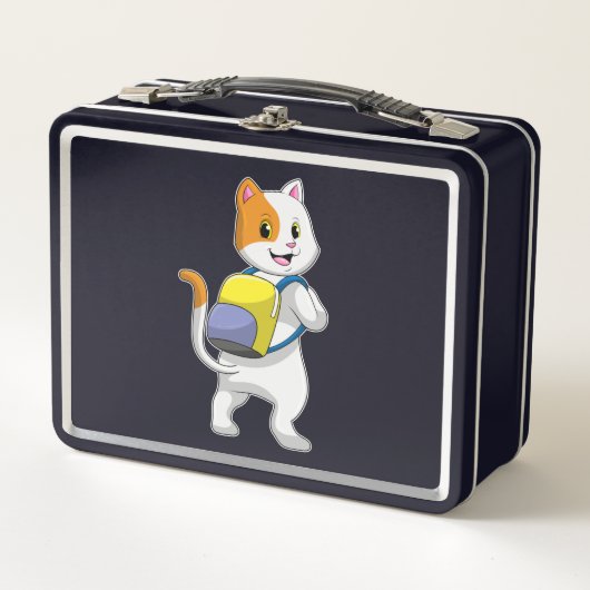 Lunch Box Chat comme randonneur avec sac à dos (Devant)