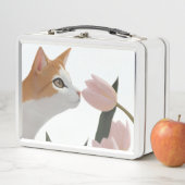 Lunch Box Chat Curieux Floral de Printemps (En situation)