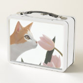 Lunch Box Chat Curieux Floral de Printemps (Dos)