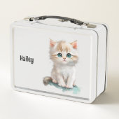Lunch Box Chat d'aquarelle doux aux yeux bleus (Dos)